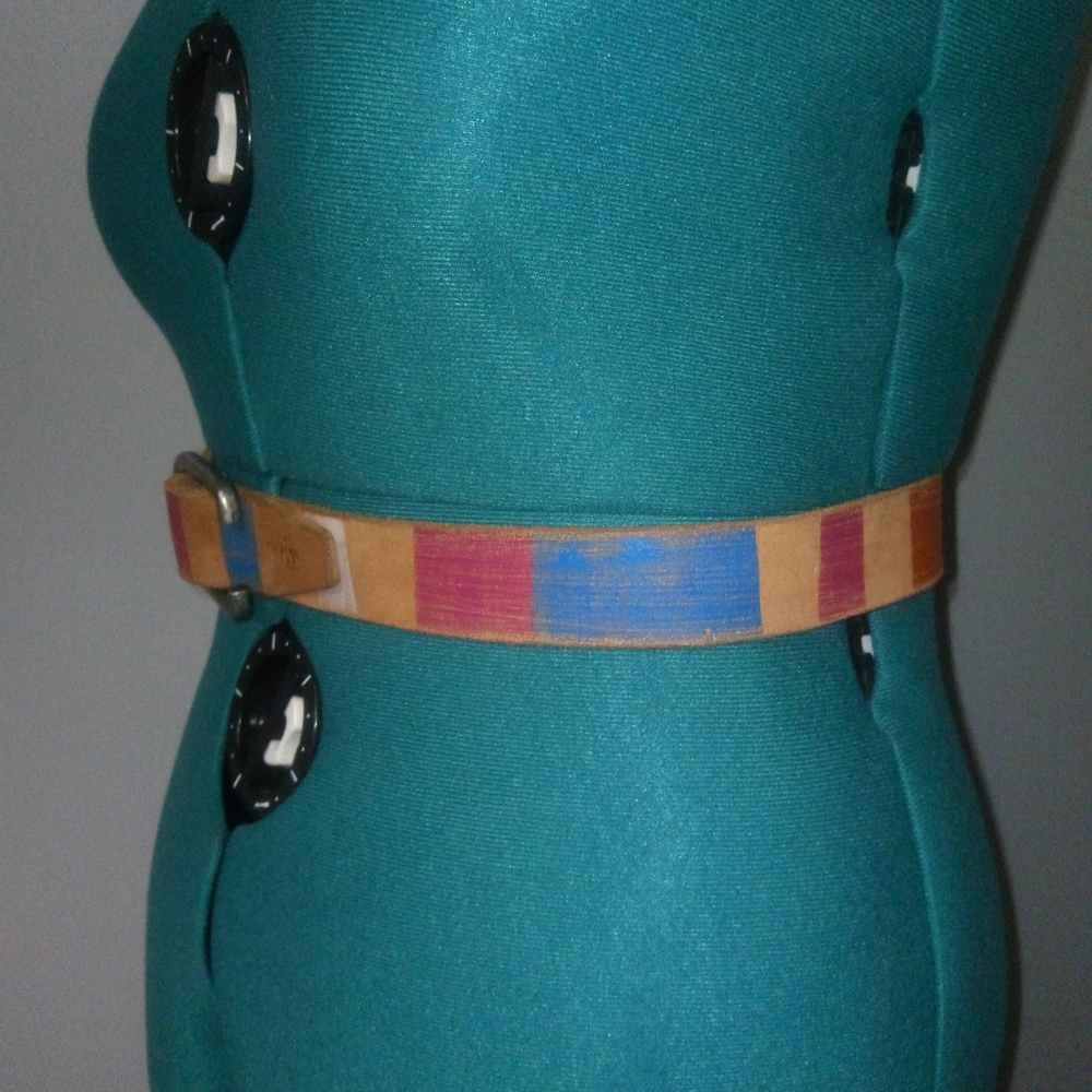 Original Penguin Striped Leather Belt NWOT - Picture 9 of 10